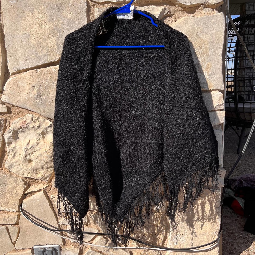 Women's Bill Haire for Friedricks Sport Black Fringed Shawl